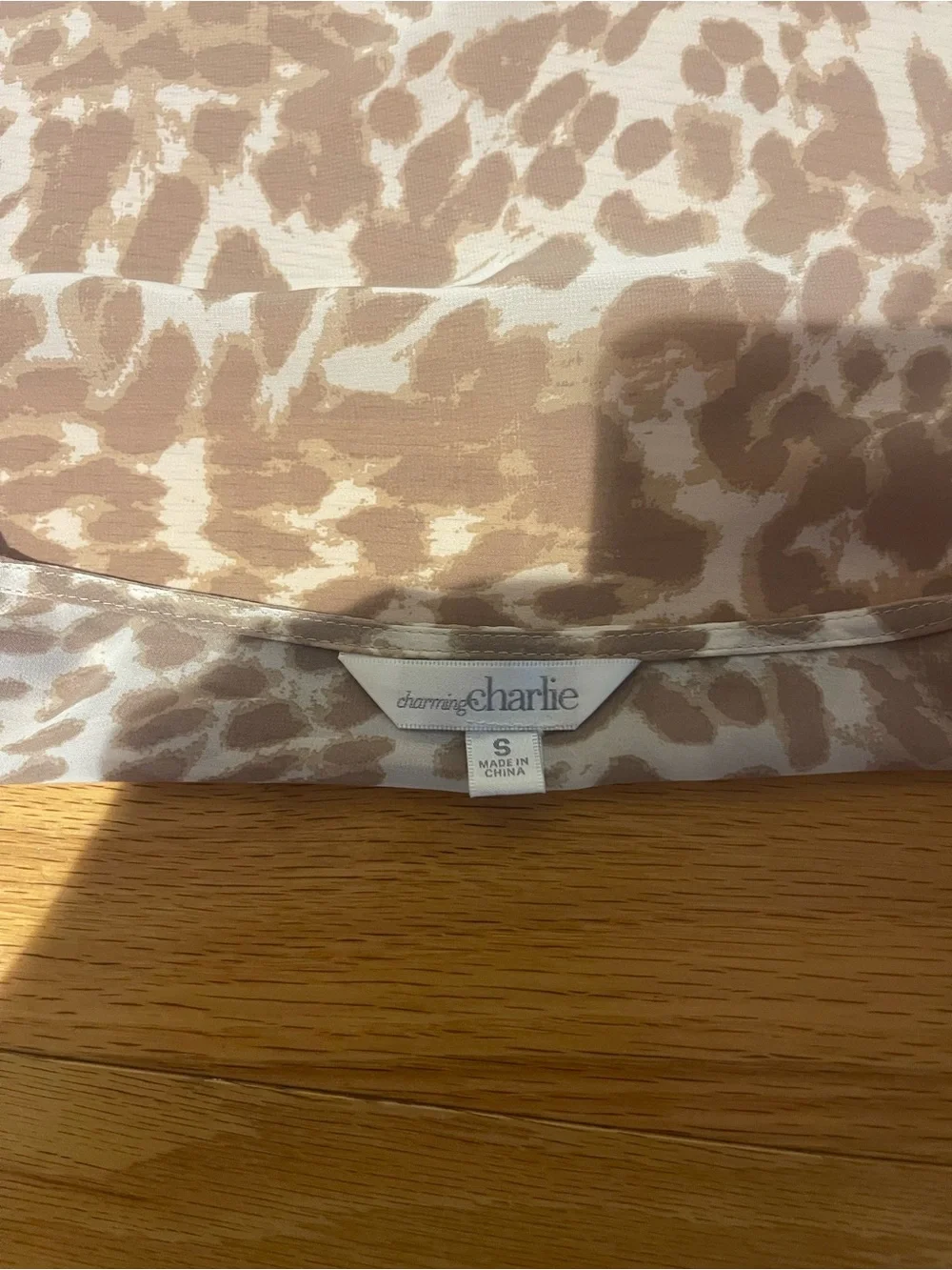 Charming Charlie Beige Animal-Print Open Front Shawl